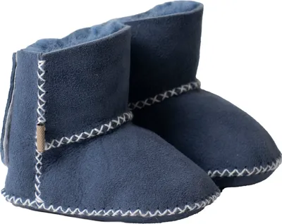 Produktbild von Baby Booties Modell PARIS aus Merino Lammfell mit Fersenverschluss Blau 16/17