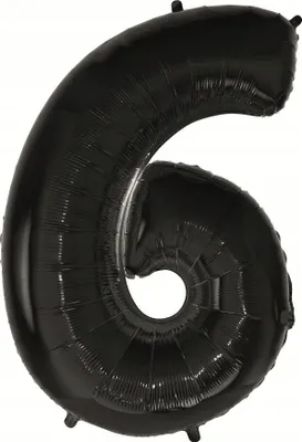 Image de Ballon en plastique XL chiffre 6 noir
