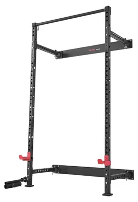 Obrázok produktu pre Skladacia posilovňa – stojan na činky s montážou na stenu, nosnosť 454 kg, nastaviteľné J-háky, multifunkčné posilňovacie zariadenie
