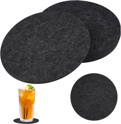 Immagine prodotto di Sottobicchieri rotondi in feltro, set per bicchieri, ideali per tavoli, bar e ristoranti. Set da 8 pezzi