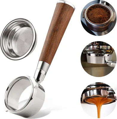 Obrázek produktu pro 58 mm 2 uši, nerezová ocel, bez dna, nahý portafiltr, plast, držadlo na kávu, šálek, filtrační koš pro GAGGIA CLASSIC EVOLUTION ESPRESSO BABY CLASSIC NEW BABY