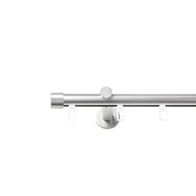 Produktbild von SN Deco Gardinenstange Innenlauf Brest, 19 mm, 1-läufig, Stahl, Komplett-Set mit Ringen, Profilträger, 100 cm, chrom matt