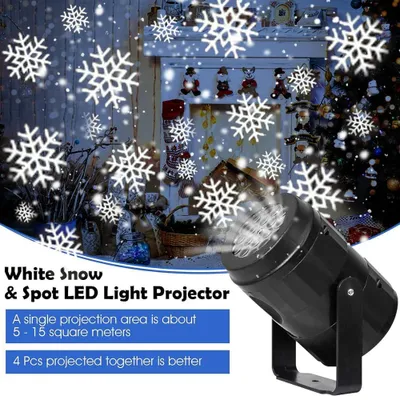 Produktbild von LED-Schneeflockenprojektor für Weihnachten, rotierende Schneeflocken, Innen- und Außendekoration
