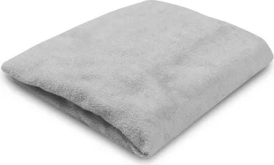 A folded gray towel or fabric is shown against a white background.