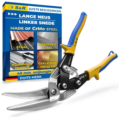 Blechschere linksschneidend 280 mm, CrMo-Stahl, 48 mm, ergonomisch