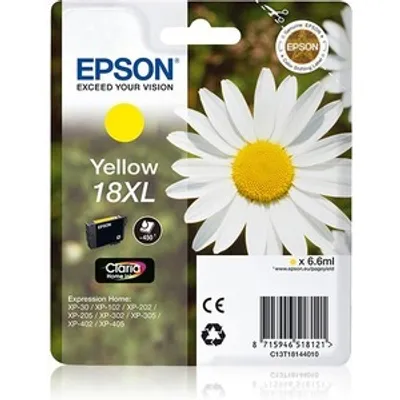 Produktbild von Epson Daisy 18XL Gänseblume Claria Home Single Yellow Tinte, High (L) Yield, Gelb, Tinte auf Pigmentbasis, 6,6 ml, 1 Stück(e), Einzelpackung