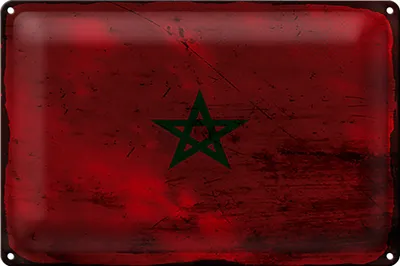 Produktbild von Blechschild Flagge Marokko 18x12cm Flag of Morocco Rost