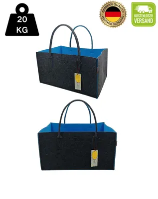 Two identical felt shopping baskets are shown against a white background. The top basket is angled slightly, while the bottom basket is shown more directly from the front.