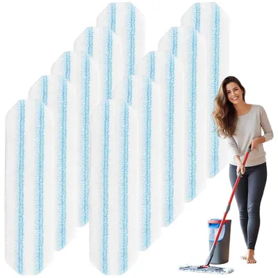 Produktbild von Juksun Wischmopp Ersatzbezüge 10 Stück für Vileda H2PrO Mikrofaser waschbar blau weiß wiederverwendbar Hartböden