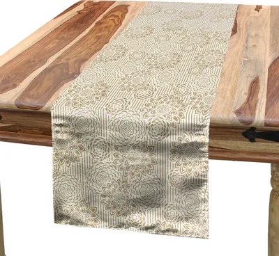 Produktbild von ABAKUHAUS Blumen Tischläufer, Retro tonte Design Wildflowers Carnations, die Natur-Linien Wedding sind, die angespornt werden, 40 x 225 cm, Creme Tan