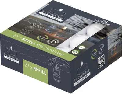 Produktbild von Villa Verde Teelichter ECL refill Nachfüller im Karton weiß, 27 er Pack