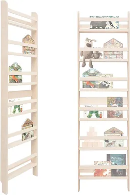 Imagen del producto de Estantería de madera para libros infantiles – Caja para libros, estantería para libros infantiles, estantería para habitación infantil, banco para libros, estante de pared, muebles Montessori para niños