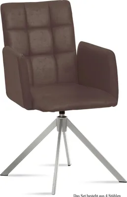 Produktbild von Armlehnstuhl drehbar (4er-Set) Drusie 52x91x60 Edelstahl/Braun