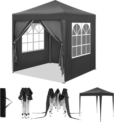 Produktbild von Pavillon 2x2 m mit 4 Seitenwänden | Anthrazit | 200x200x232/236/240 cm