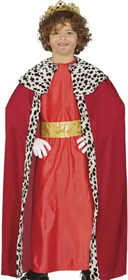 Immagine prodotto di Costume da re da uomo – Abito rosso con mantello e cintura dorata, taglie 98-146, taglia: 98/104