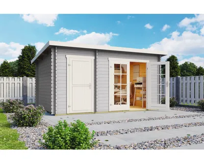 Produktbild von Gartenhaus Belmont 1 inkl. Fußboden 420 x 288,8 cm lichtgrau