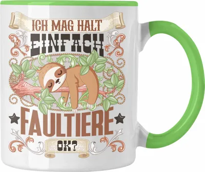 Produktbild von Trendation - Faultiere Tasse Geschenk Faultiere Besitzer Spruch Geschenkidee Ich Mag Halt Einfach Faultiere Ok (Grün)