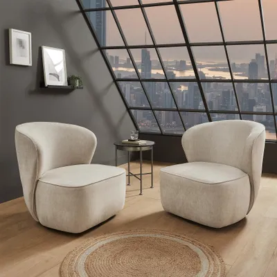 Produktbild von riess-ambiente Drehbarer Sessel GATSBY beige Samt 360° Drehsessel mit Schaumstoff-Polsterung