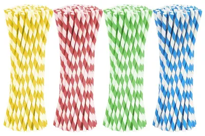 Papierstrohhalme, 100 Stück, bunt, 19,7 cm, für Cocktails & Partys