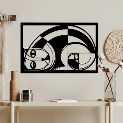 Immagine prodotto di Wallity, Fıbonaccı, Accessorio decorativo da parete in metallo, nero, 100 % METALLO, 56 x 36,5 cm
