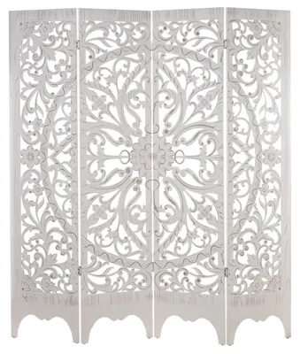 Paravent, 4 Paneele, MDF, weiß, 160x40x2,4 cm