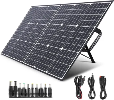 Produktbild von SWAREY Faltbares Solarpanel 100W Monokristallines Solar Ladegerät mit 2 USB-Anschluss, 18V DC Ausgang. PD 60W Typ-C Solarmodul für Powerstation,Garten, für Camping RV Wandern,Tablet usw