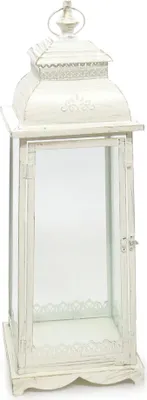 Produktbild von Laterne LUGANO creme weiß antik aus Metall Ornament verziert - GROSS