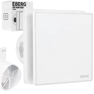 Zdjęcie produktu dla EBERG EVO WM 100 T Wentylator Łazienkowy 100 mm Timer Klapa Zwrotna Biały Mat