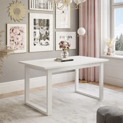 Produktbild von Ausklappbarer Tisch ART 150-198 cm, Schwarz / Weiß Matt