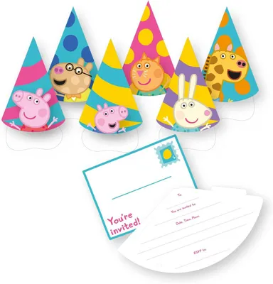 Produktbild von Amscan 9918347 Peppa Pig Kindergeburtstags-Einladungen und Umschläge 6 Stück