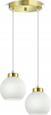 Produktbild von LUXOLAR Pendelleuchte - Deckenleuchte 2 flammig Weiß Gold E27 60W - Hängelampe wohnzimmer für Wohnzimmer, Küchen - Weiß Glas Kugeln