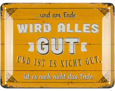 Produktbild von LANOLU retro Blechschilder Sprüche, Alles wird gut Geschenk, vintage Metallschilder mit Sprüchen, am Ende wird alles gut Spruch 15x20cm