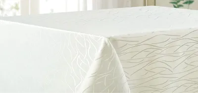 Produktbild von Tischdecke Streifen Schnörkel Tischläufer 90 x 90 cm - Champagner