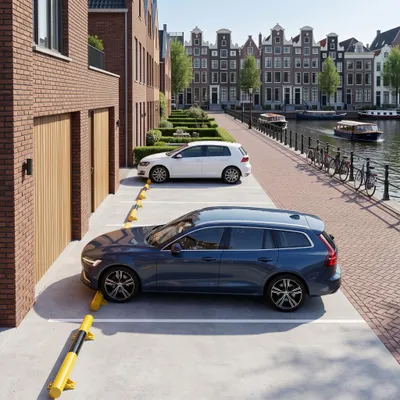 Productafbeelding van ACXIN, 2 stuks stalen wielblokken, 9 kg, met een schuin profiel ter bescherming van banden en velgen, twee zones om verschuiven te voorkomen, geschikt voor montage op beton en asfalt