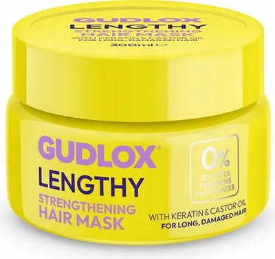 Immagine prodotto di GUDLOX Maschera rinforzante e rinforzante per capelli con olio di ricino e cheratina, 300 ml