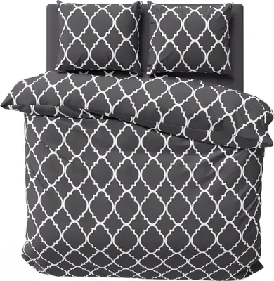 Produktbild von Bettwäsche 200x200 cm Baumwolle Renforce Bettbezug Garnitur Set Ornamente Maroc Anthrazit 3 teilig