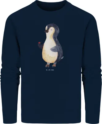 Produktbild von Mr. & Mrs. Panda Baumwoll Pullover Pinguin Marienkäfer Größe XXL - French Navy - Geschenk, Sweatshirt, Glück, Kleine Wunder, Aufmerksam, Nachhaltiger, Sweater, Liebe