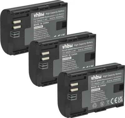Produktbild von vhbw 3x Akku Ersatz für Canon LP-E6, LP-E6NH für Kamera (1600 mAh, 7,2 V, Li-Ion)
