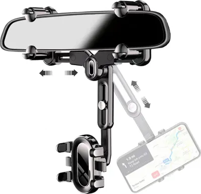 Produktbild von Rückspiegel Telefonhalter, 360 Grad Rückspiegel Handyhalterung Auto, Drehbar und Verstellbarer Universal KFZ Handy Halterung