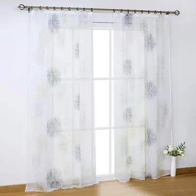 Productafbeelding van Ibenzoa® Transparante, lichtdoorlatende voile gordijn met een subtiel cirkelmotief en plooiband – 140 x 245 cm – Lichtgrijs
