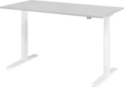 Produktbild von Sitz-Steh-Schreibtisch XMKA16, 1600 x 800 x 700-1200 mm, grau/weiß