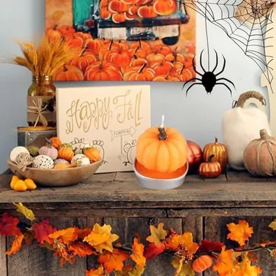 Produktbild von Halloween-Zauberer- und Kürbiskerzen, 6 handgefertigte dekorative Beleuchtungszubehörteile für Partys und Feiertage