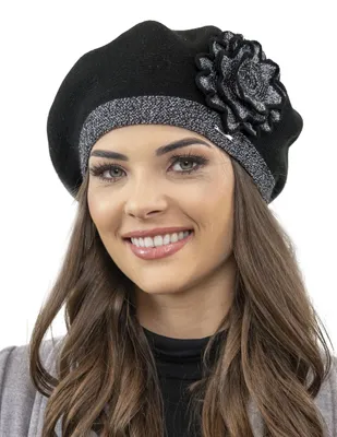 Image de Vivisence béret pour femme bonnet d'hiver élégant bonnet chaud et douillet pour l'hiver et l'automne bonnet tricoté épais chaud, bonnet classique pour femme, fabriqué en UE, noir, taille unique