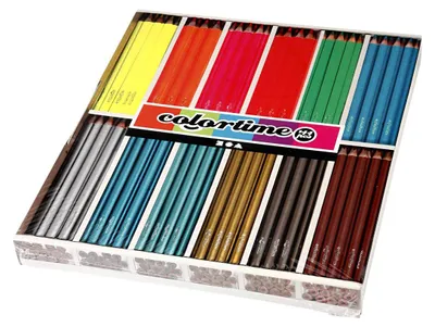 Image de Crayons de couleur Colortime, mine : 3 mm, couleurs métalliques, couleurs néon, 144pcs.