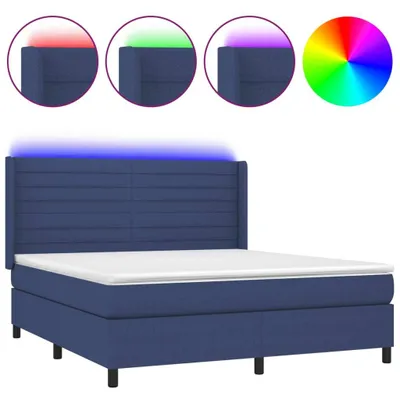 Produktbild von Boxspringbett mit Matratze & LED Blau 180x200 cm Stoff