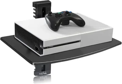 Productafbeelding van Enkele zwevende plank muurbeugel met versterkt gehard glas voor dvd - Spelers - Kabeldozen - Spelconsoles - Tv - Accessoires 1 plank - Zwart