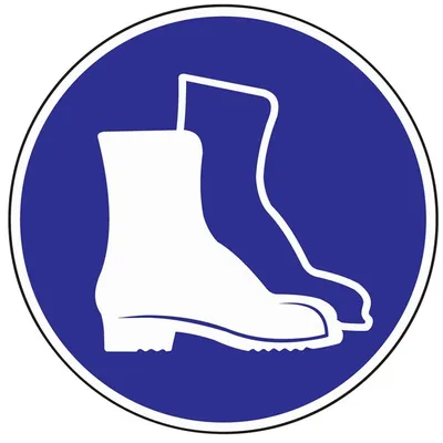 Image de Panneau d'interdiction de se protéger les pieds D.200mm Panneau en plastique bleu/blanc