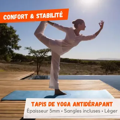 Image de Tapis de Yoga 180x50 cm Antidérapant – Fitness avec Sangles