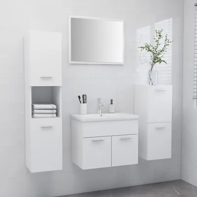 Produktbild von The Living Store Badmöbel-Set Weiß Holzwerkstoff