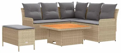 Produktbild von vidaXL Möbelsets mit Kissen 5 pcs Beige und Hellgrau PE-Rattan
